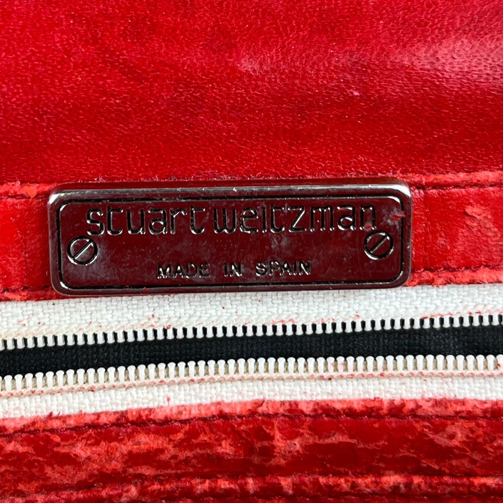 Vintage‎ Stuart Weitzman Red Leather Crossbody Purse - Picture 7 of 13